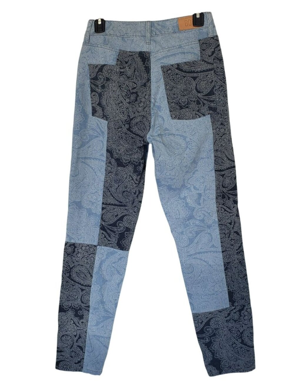 BDG Urban Outfitters Blue Paisley Patchwork Bandana Print Mom Jeans Retro Vtg - Picture 11 of 11
